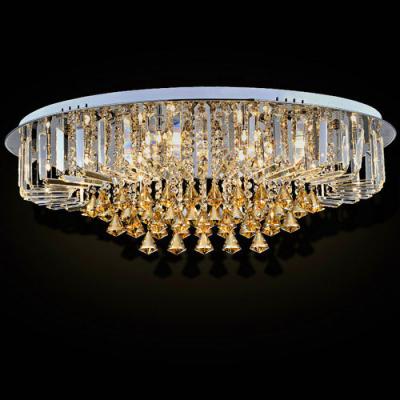 China Custom Round Luxury Crystal Ceiling Light With Glass Pearl Drop for Home / Living room for sale