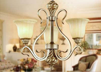 China 3 Light Modern Wrought Iron Chandelier Lights / Pendant Lighting with Shades for Villa for sale