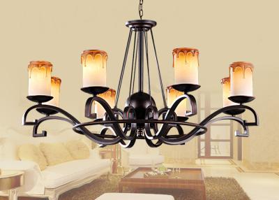 China Contemporary Wrought Iron Blown Glass Chandeliers Lamp For Living Room / Bedroom for sale