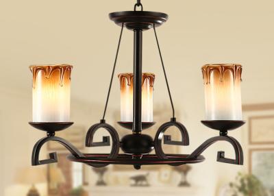 China 3 Light Bordeaux Classic Wrought Iron Chandelier , Dining Room Chandeliers Lighting for sale