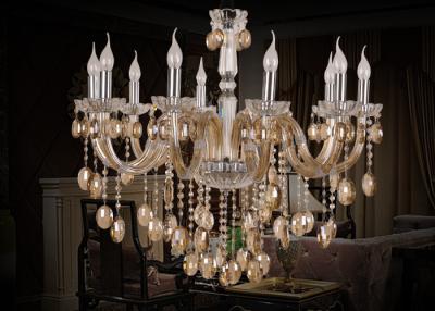 China Living Room Antique / Vintage Cognac Modern Glass Chandeliers 10 Light , Modern Pendant for sale