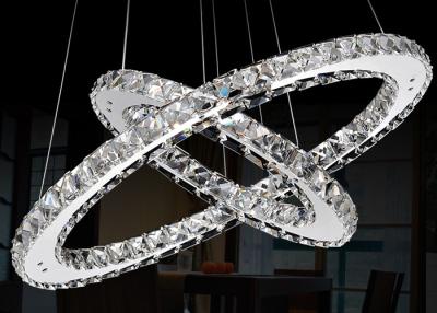 China 25 Watt LED Chrome Crystal Ring Chandelier Lamp For Dining Room , Doubel Circle for sale