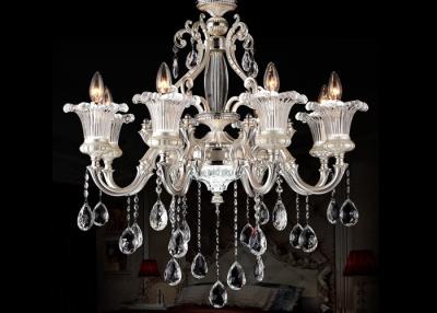 Chine Lumière pendante de la perle 8 de zinc léger d'argent, lustre moderne en cristal de style européen luxueux à vendre