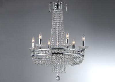 China Chrome Modern Pendant 6 Crystal Candle Chandelier For Dining Rooms for sale