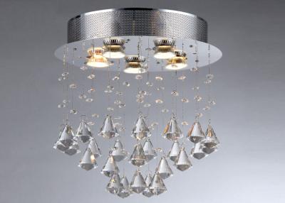 China 5 Spots Chrome Modern Flush Mount Crystal Chandelier Indoor Decoration for sale