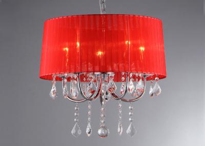 China Decorative Bedroom Luxury Crystal Chandelier Red Fabric Covering for sale