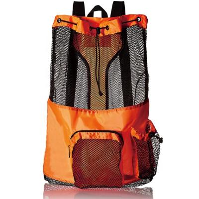 China Hot Selling Waterproof Customized Large Orange Mesh Mummy Backpack With Barrel Lock Closure For Wet Swimming |Gym Workout Gear Carrier for sale