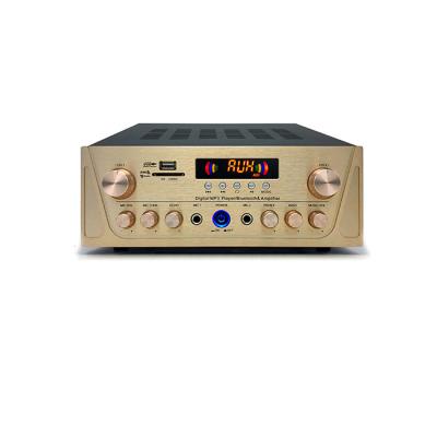 China Background Music System RST ADVERTISED 100 Watt Amplifier Gold Panel PA System Volume Control 2 Channel Digital Independenl Amplifier With BT/USB/FM for sale