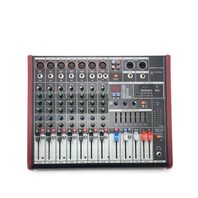 China 16 High Quality Professional Digital Audio Sample E-commerce Available Goods With Amplifier BT USB Function DJ 8 Channel Mixer for sale