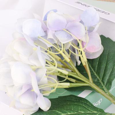 China Real Touch Cloth+ Plastic+ Hydrangea Yarn Real Touch Flower Purple Artfcial Hydrangea Flowers Bulk High Quality Silk Hydrangea Silk Flower for sale