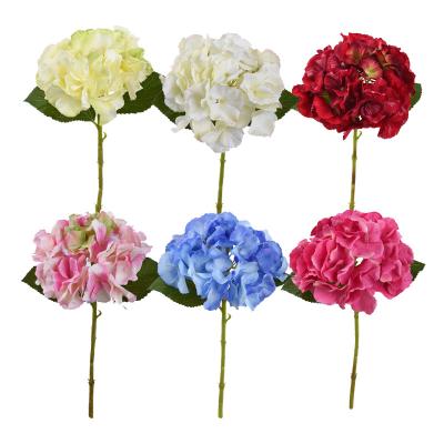 China China Wholesale High Quality Silk Real Touch Cloth+ Plastic+ Yarn Decorative Silk Hydrangea Head For Home Decorative Flowers Artificial Hydrangeas Bulk for sale