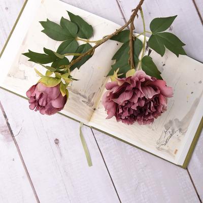 China Silk Fabric China Home Decor Flowers Wholesale Artificial Peony Flowers 2 Heads Peony Silk Artificial Flowers for sale