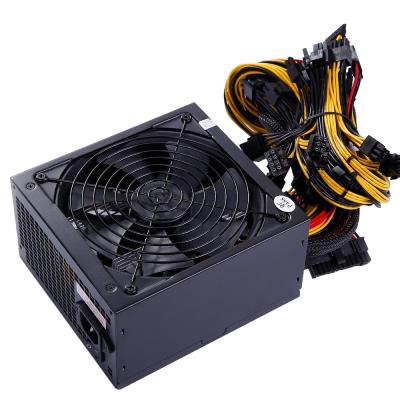 China ATX 1600W Desktop Power Supply For 6 GPU Installation 90 Plus Gold 140mm Fan With 150CM USA Plug Adapter Cable for sale