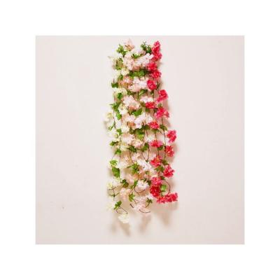 China Vintage Super Quality 18 Flowers And 17 Leaves Hanging Silk Flower Artificial Sakura for sale