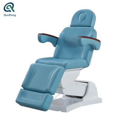 China Popular luxury premium salon quality electric cosmetic massage table cosmetic facial bed with wooden armrest for sale