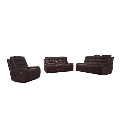 China Extended Home Theater Seating Top Grain Genuine Leather Power Recliner with Drop Down Center Console for sale