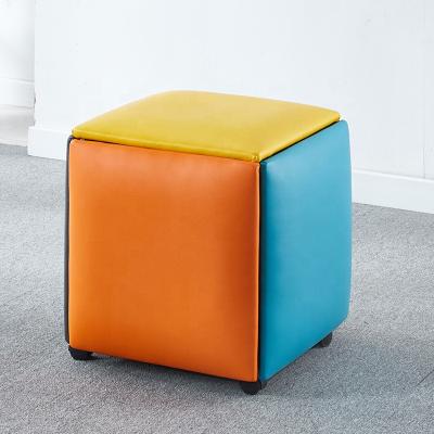 China Super Space Saving 2021 Space Saving Upgraded Modern Square Movable Stool 5 Stools Organized In 1 Foot Rest For Living Room for sale