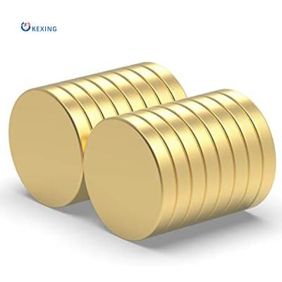 China Industrial Neodymium Magnet KEXING NdFeB N52 Strong Power Disc Neodymium Magnet With Gold Coating for sale