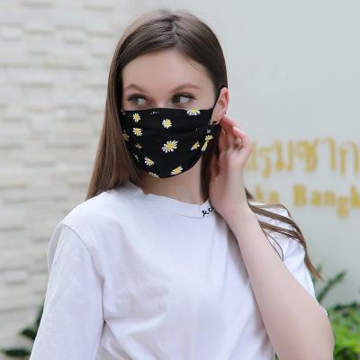 China Anti-dust New Design Daisy Pleated Printed Fashion Dustproof Washable Women's Adult Printed Face Cover Maskes Mask for sale