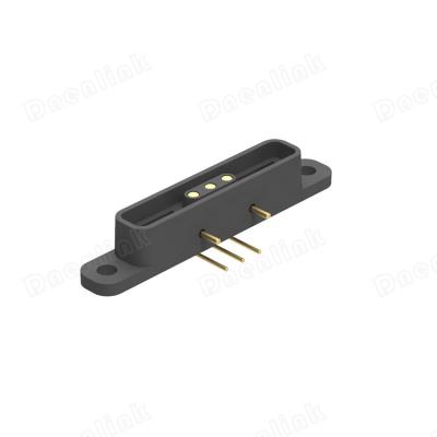 China PCB Magnetic Type Dnenlink DIP Right Angle Single Row 3pin Male Female Pogo Pin Connector With Peg for sale