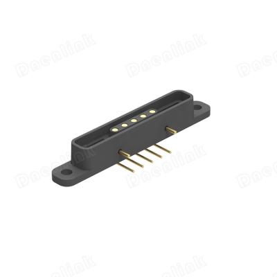 China PCB Magnetic Type Dnenlink DIP Right Angle Single Row 5pin Male Female Pogo Pin Connector With Peg for sale