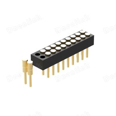 China Straight Male DIP Pogo Connector Concave Array Contact PCB Dnenlink 1.27mm H2.0mm Dual Pogo Pin Female Header for sale