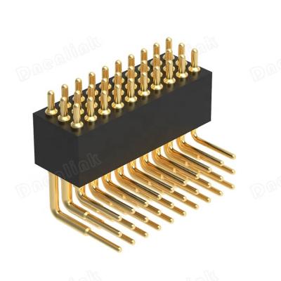 China PCB Dnenlink 1.27mm Pogo Pin Connector Right Angle Pitch Three Row H4.0mm DIP Male For PCB for sale