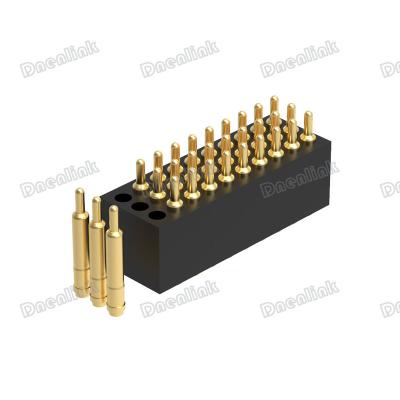 China Straight Triple Row H4.0mm SMT Pogo Pin Connector Spring Contact Connector PCB Dnenlink 1.27mm Pitch for sale