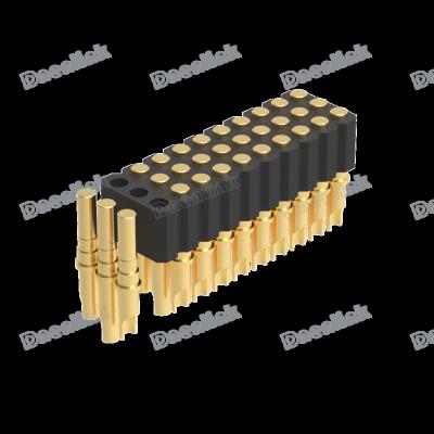 China Pitch Three Row H4.0mm Solder Straight Type PCB Dnenlink 2.0mm Female Pogo Pin Connector For PCB for sale