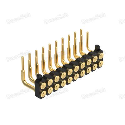 China PCB Dnenlink 2.00mm Pitch H1.27 Double Row Pogopin Right Angle Connector With Peg for sale