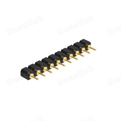 China PCB Dnenlink 2.54mm Pitch Single Row H2.5mm Flat Contact Header DIP Straight Female Type PogoPin Header for sale