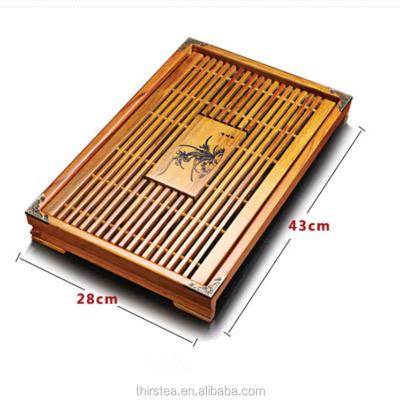 China Viable solid wooden tea tray drainage water storage kungfu tea set ceremony tools for sale