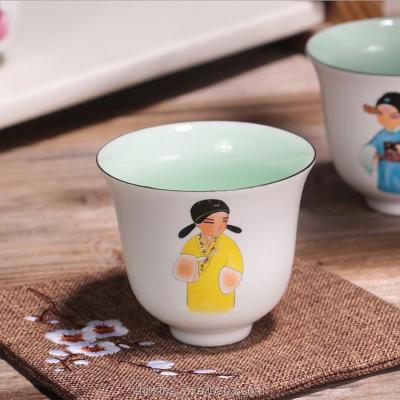 China Sales Disposable Chinese Opera Role Classic Tea Cup Kung Fu Tea Cup Hand Painted For Gift Traditional China Porcelain Tea Cup Sets for sale