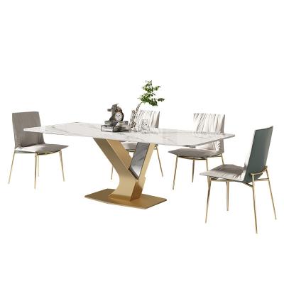 China (Other) Italian minimalist modern light luxury minimalist adjustable small apartment slate dining table and chair combination household for sale