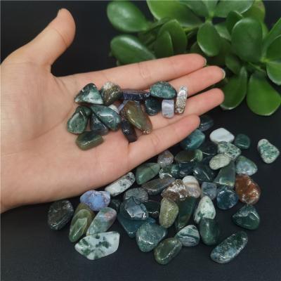 China Wholesale Bulk Quartz Crystal Moss Agate Crystal Tumble Stones from China for Decoration for sale