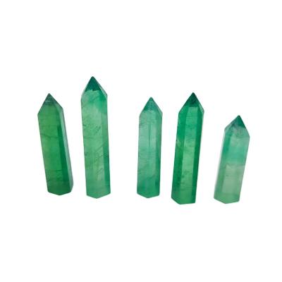 China China Natural Healing Stones Tower Crystal Wand Quartz Green Fluorite Points for sale