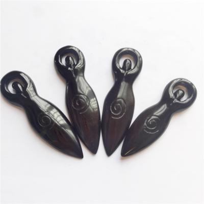 China China Wholesale Natural Hand Made Carving Obsidian Crystal Stone Reiki Decoracion Goddess For Gifts for sale