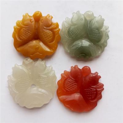 China China Wholesale Natural Gemstones Reiki Gold Jade Stones Goldfish Crystals Pendant for sale