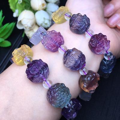 China Wholesale Natural Jewelry Crystal Bracelet For Gift Rainbow Fluorite Stones From China for sale