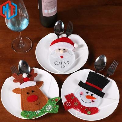 China Creative Felt Bag 11*18cm Christmas Knife and Fork Set Christmas Decoration Knife Fork Spoon Tableware Bag for sale