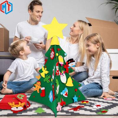 China Felt Ornaments Christmas Decoration Kids Handmade Puzzle DIY Felt Fabric Christmas Tree for sale