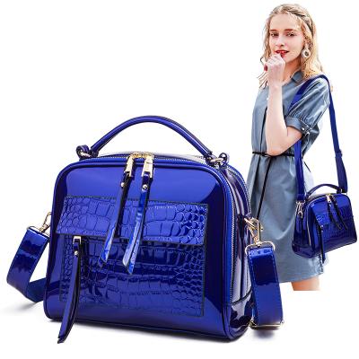 China Hot Selling Polyester Women Bag Patent Leather Handbags Crocodile Vintage Totes Bag Female Luxurious Shoulder Bags for sale