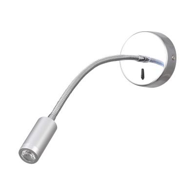 China Simple Bedroom Bedside Reading Light Wired Wall Lamp Wall Sconce With Switch With Flexible Gooseneck LED 3W Silver Warm White for sale