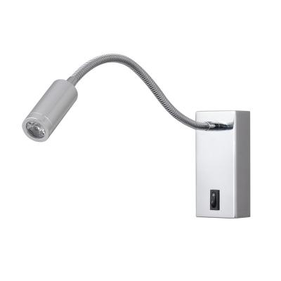 China Single Bedside Reading Light Single Wired Wall Lamp Wall Sconce With Switch With Flexible Gooseneck LED 3W Silver Warm White for sale