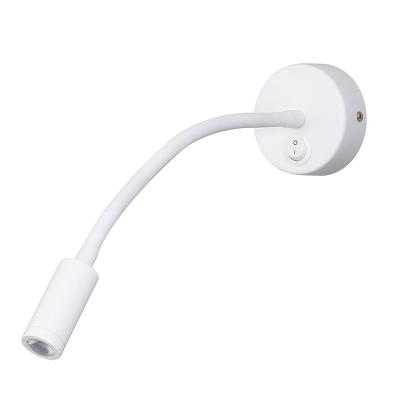 China 360Â ° Modern Minimalist Rotating Gooseneck LED Bedside Reading Gooseneck Wall Light Flexible Lights for Bedroom Office Studio Hotel 3W 3000K White for sale