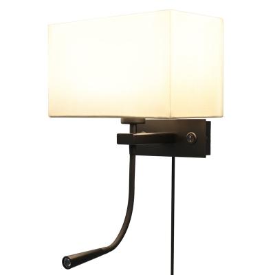 China Single Wall Lamp with Switch and Fabric Shade Fixture E27 Wall Gooseneck LED Pipe Indicating Wall Light for Bedroom Living Room Hotel for sale