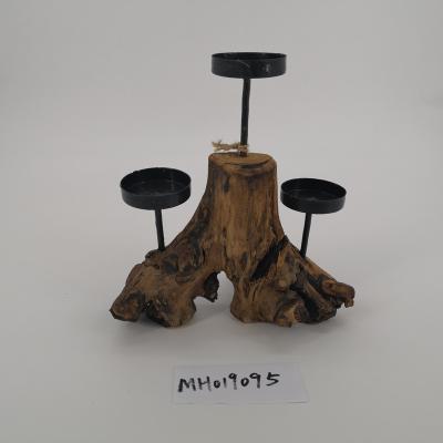 China China Best Selling Letter W Shape Root Wooden Candlestick Crafts For Home Deco for sale