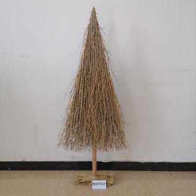 China Modern Simple Handmade Bamboo Branch Weaving Christmas Tree With WoodenBase For Home Deco for sale