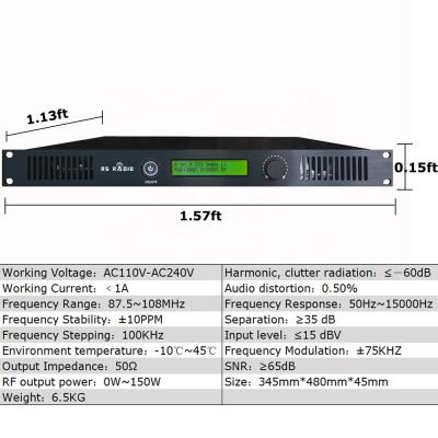 China 150W 150watts radio broadcast fm transmitter for free shipping 150W radio station for sale