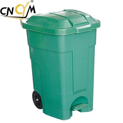 China 50L 70L Mobile Sustainable Garbage Waste Recycle Bin Pedal Bin On Wheels for sale